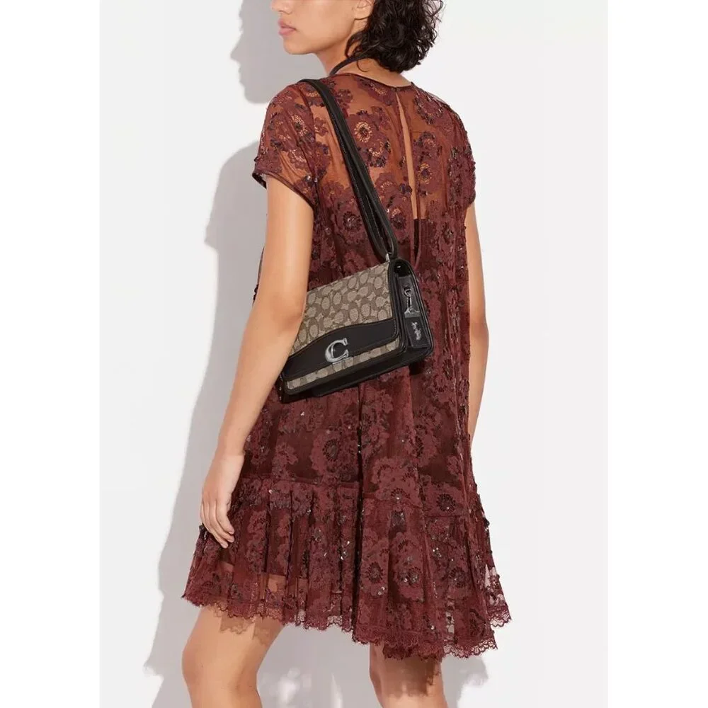 Coach Bandit Signature Shoulder Bag Cocoa Black OS